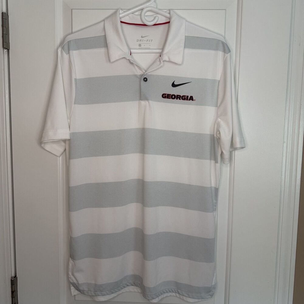 Georgia Bulldogs Nike Dri-Fit Men's M Golf Polo Short Sleeve Shirt Striped UGA